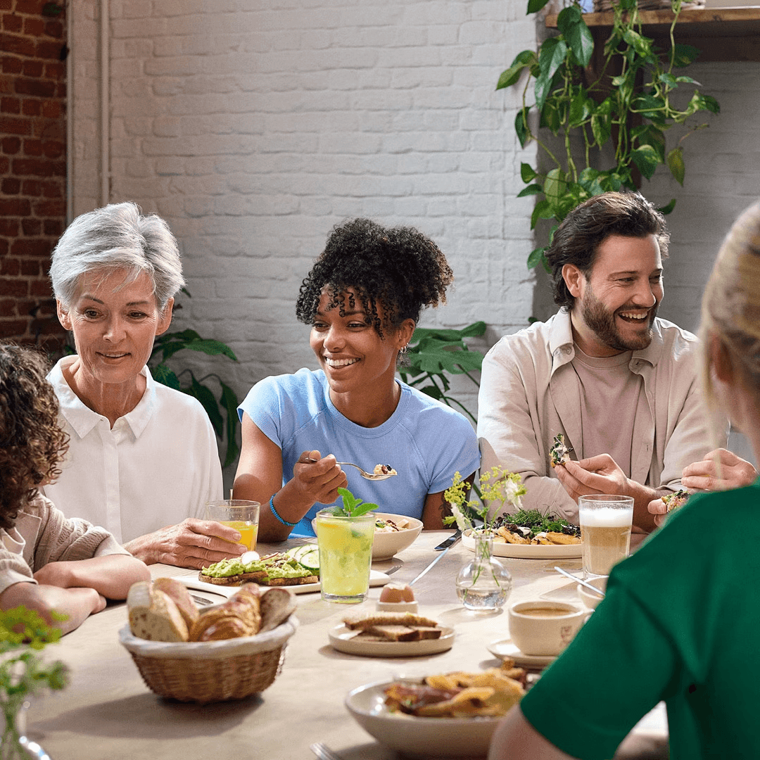 Friends enjoying a meal together
